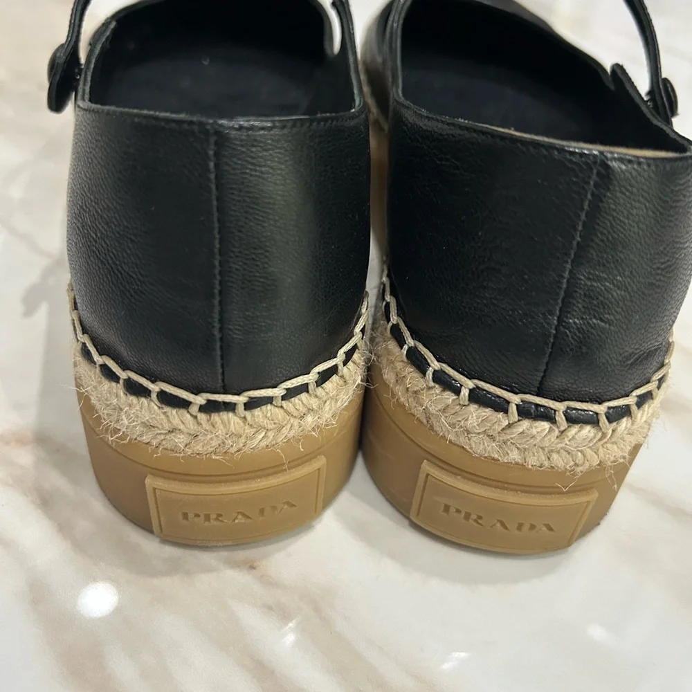 Prada Black Leather Mary Jane Flats - Picture 5 of 5